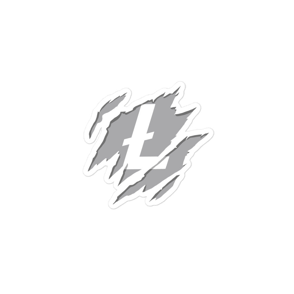 Ripped Litecoin Sticker Gray
