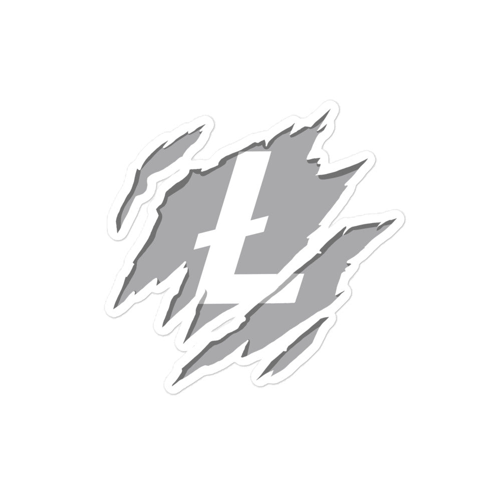 Ripped Litecoin Sticker Gray