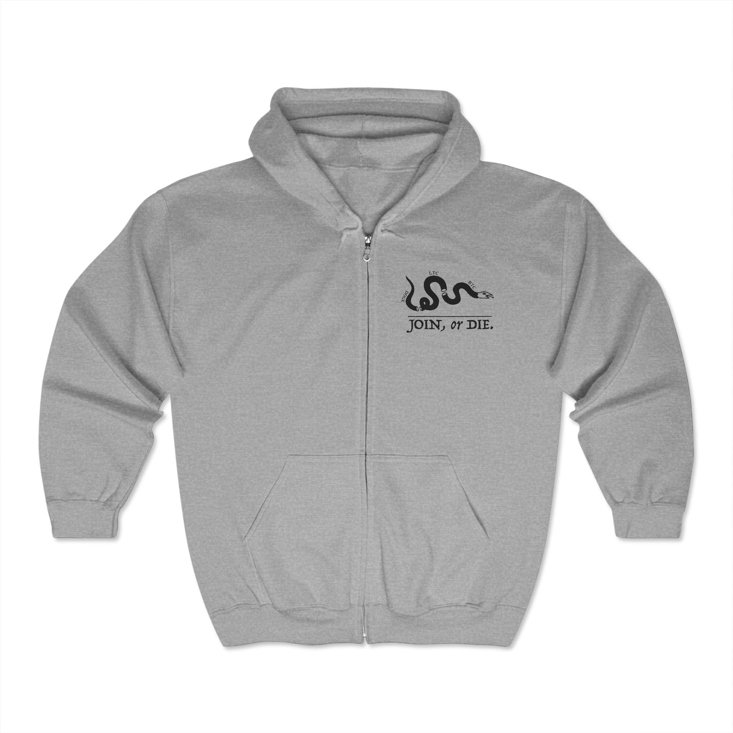 The JOIN, OR DIE Full Zip Hooded Sweatshirt