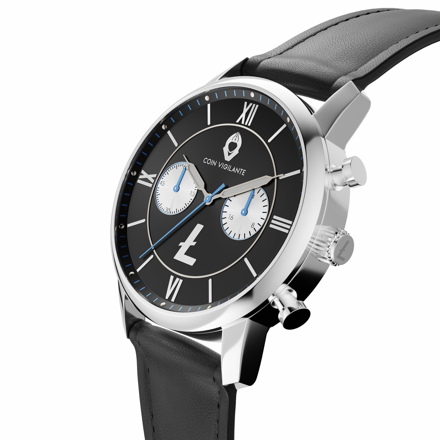 Litecoin Watch Black and Silver Model E